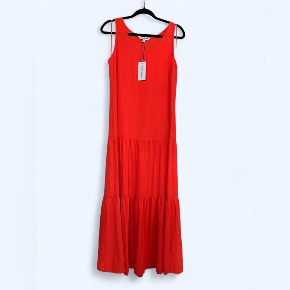 NWT Elizabeth and James Fresh Lava Orange Tiered Flowy Boho Maxi Dress Small